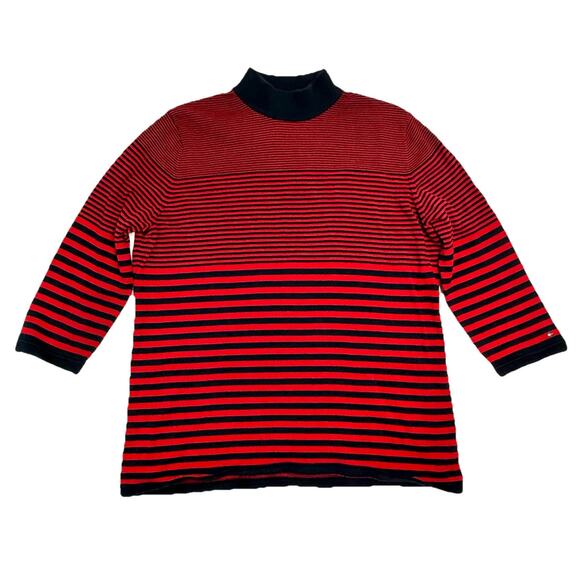 Tommy Hilfiger Womens Sweater Size XL Red & Navy Blue Striped Nautical Classic - Picture 1 of 9